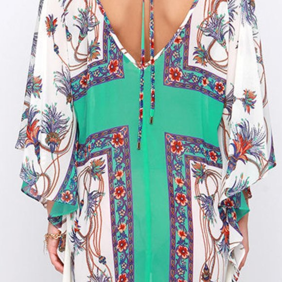 Sea Green Print Swim Cover-Up - Picture 2 of 2